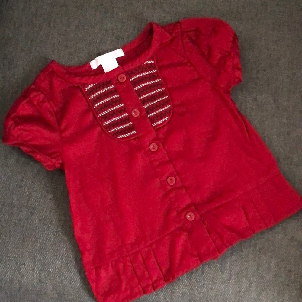 Janie and Jack Red Short Sleeve Holiday Top 12-18